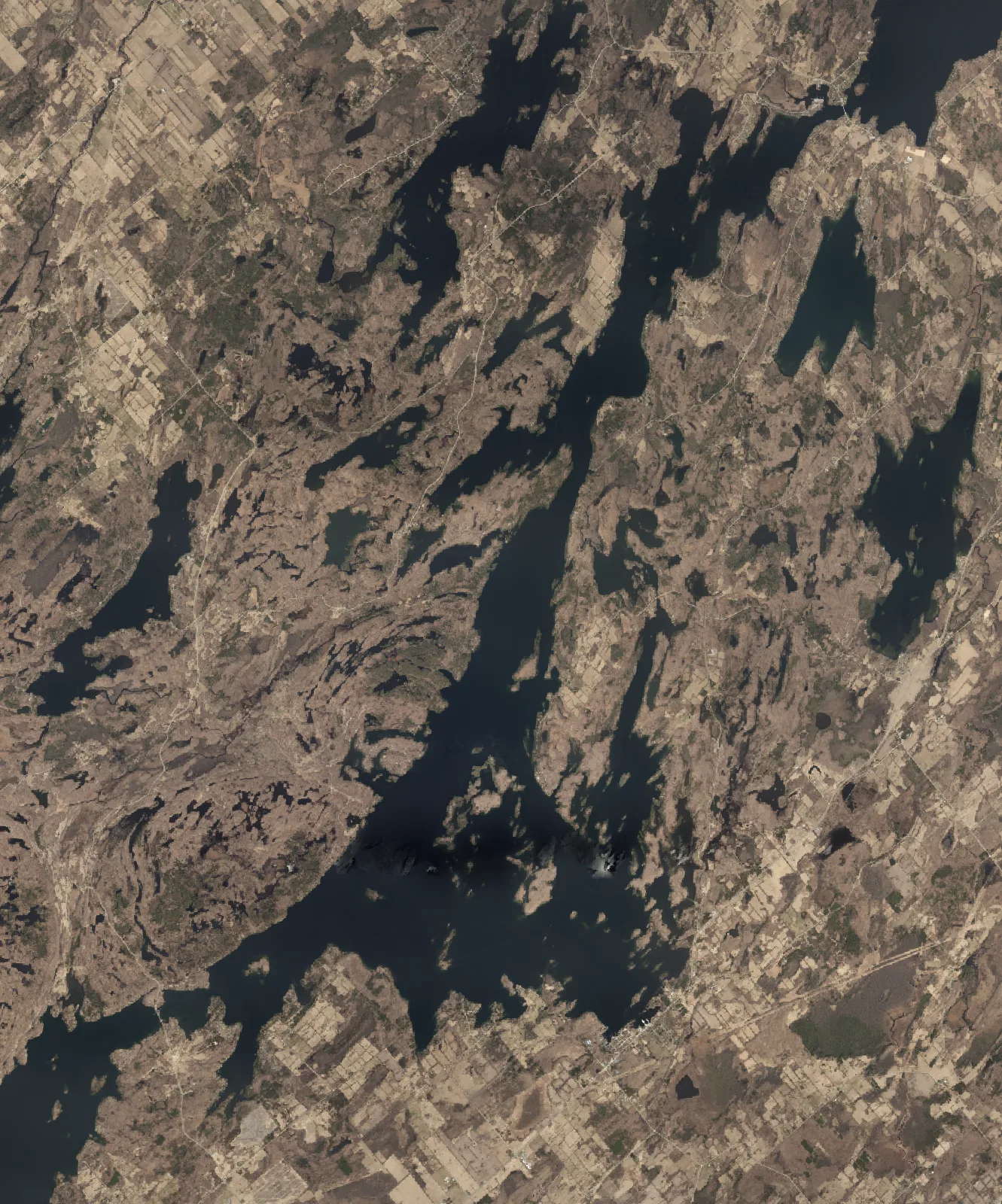 Aerial photograph of Big Rideau Lake.