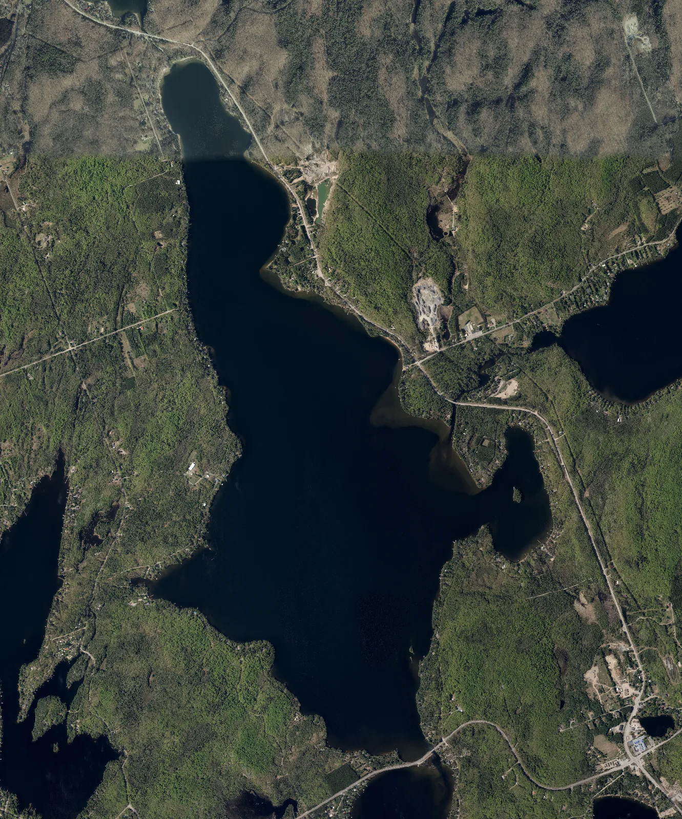 Aerial photograph of Boshkung Lake.