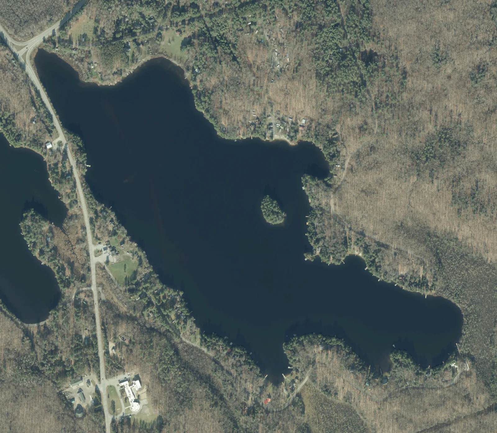 Aerial photograph of Butterfly Lake.