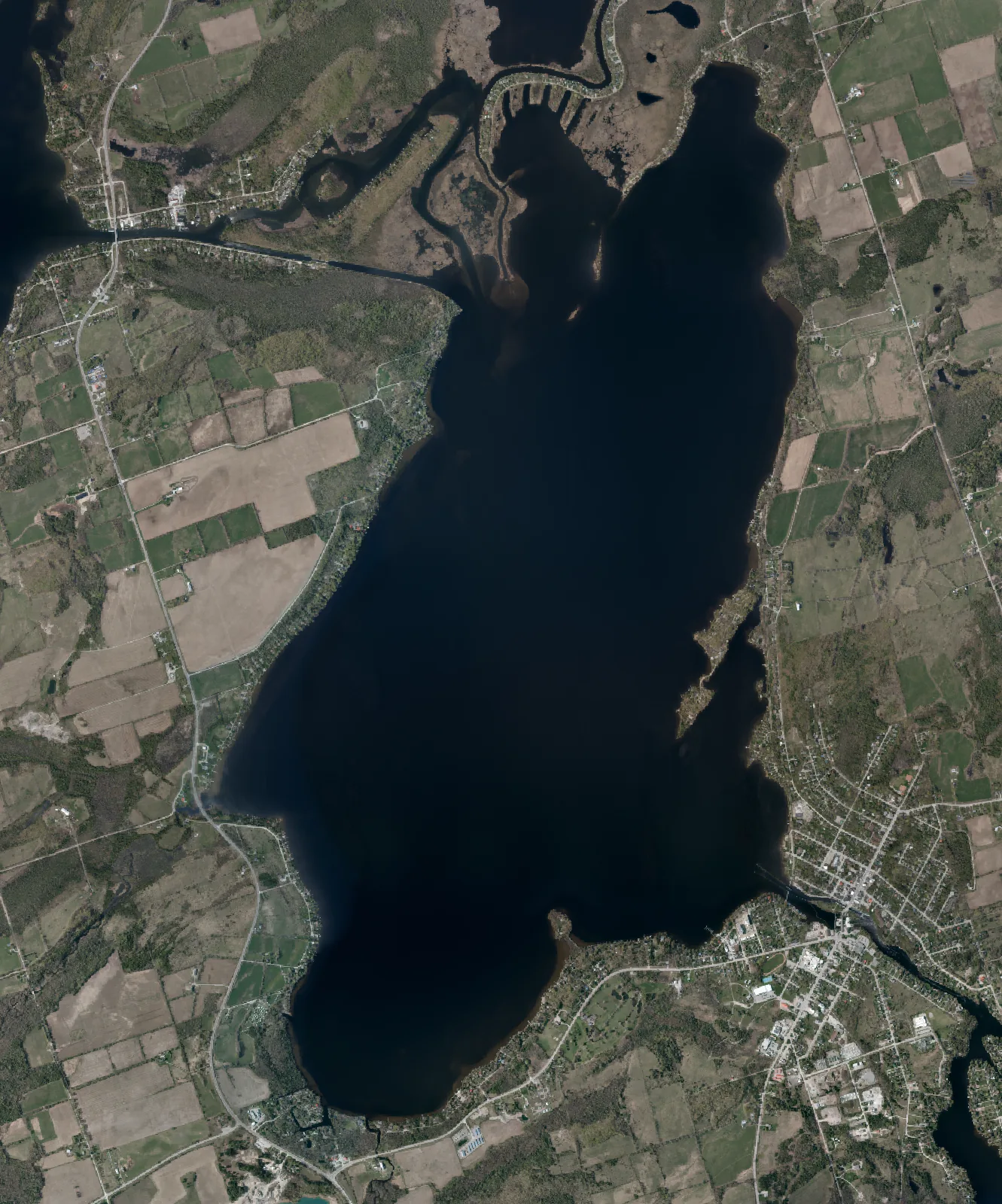 Aerial photograph of Cameron Lake.
