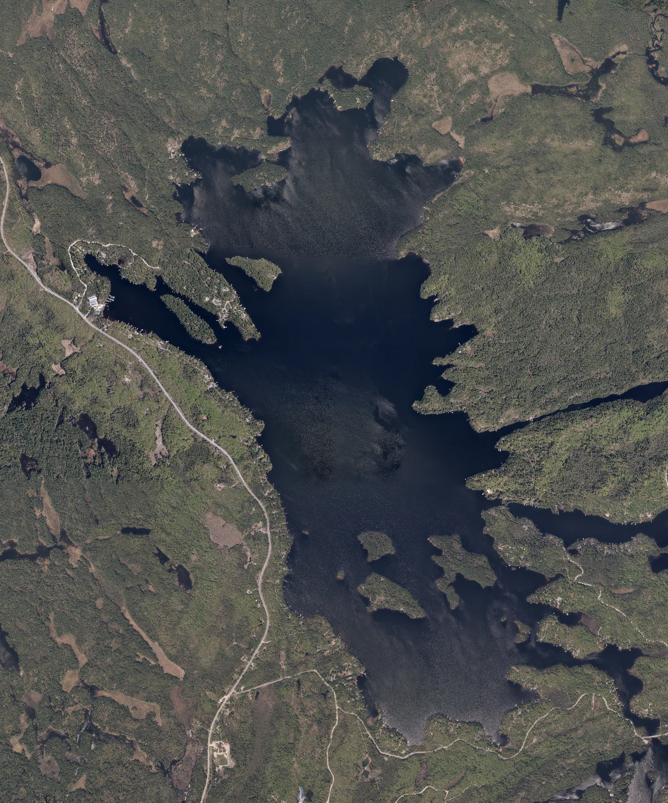 Aerial photograph of Catchacoma Lake.