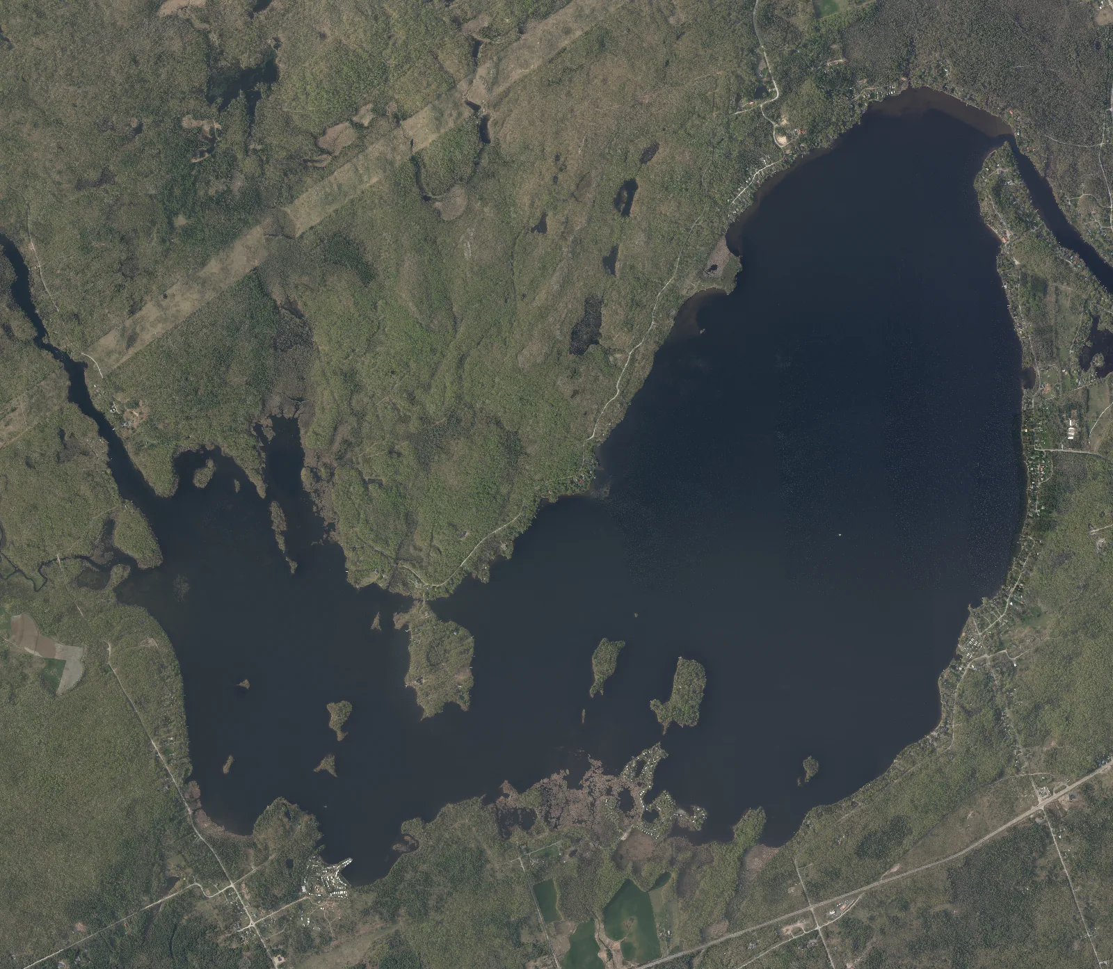 Aerial photograph of Crowe Lake.