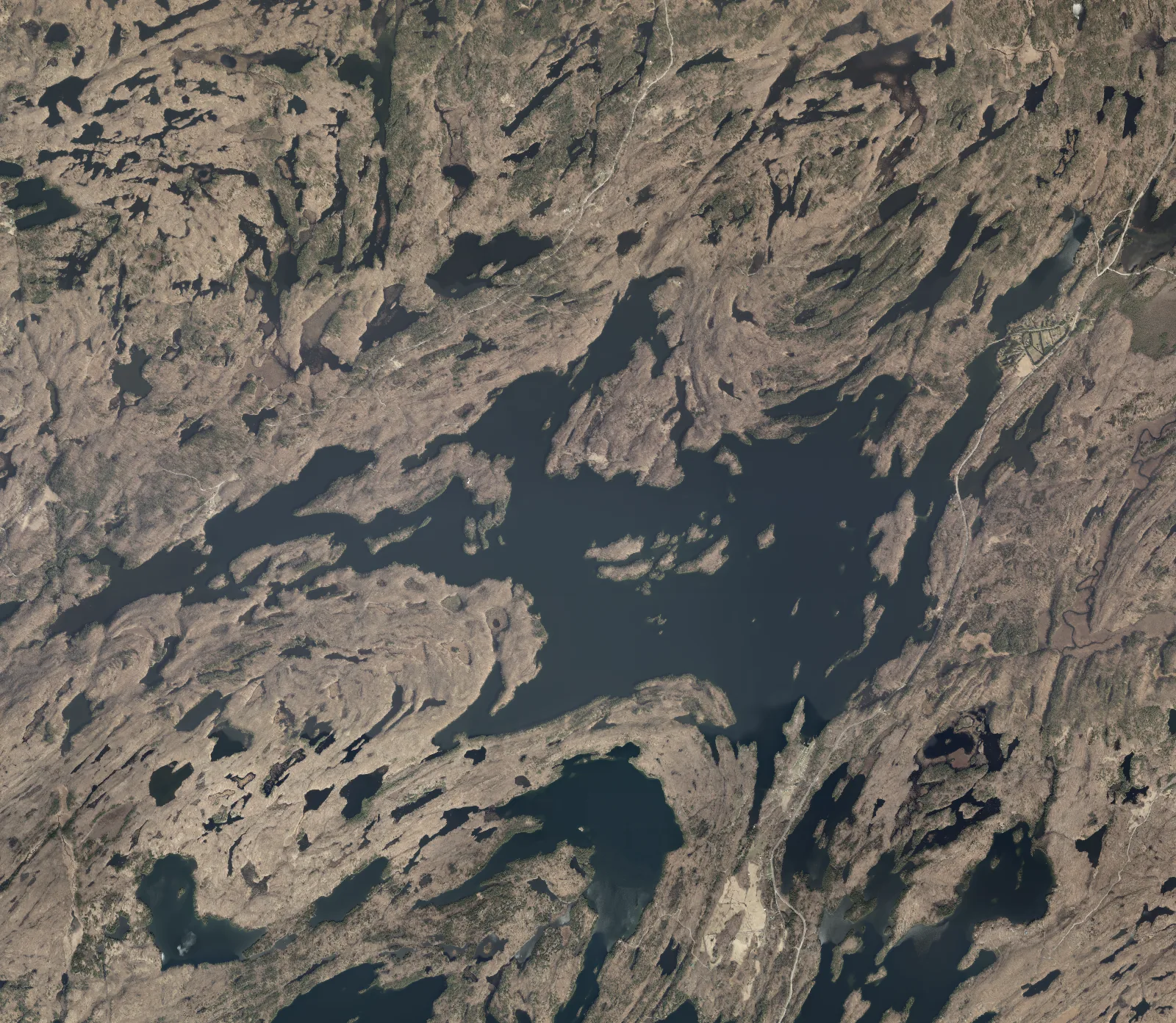 Aerial photograph of Devil Lake.