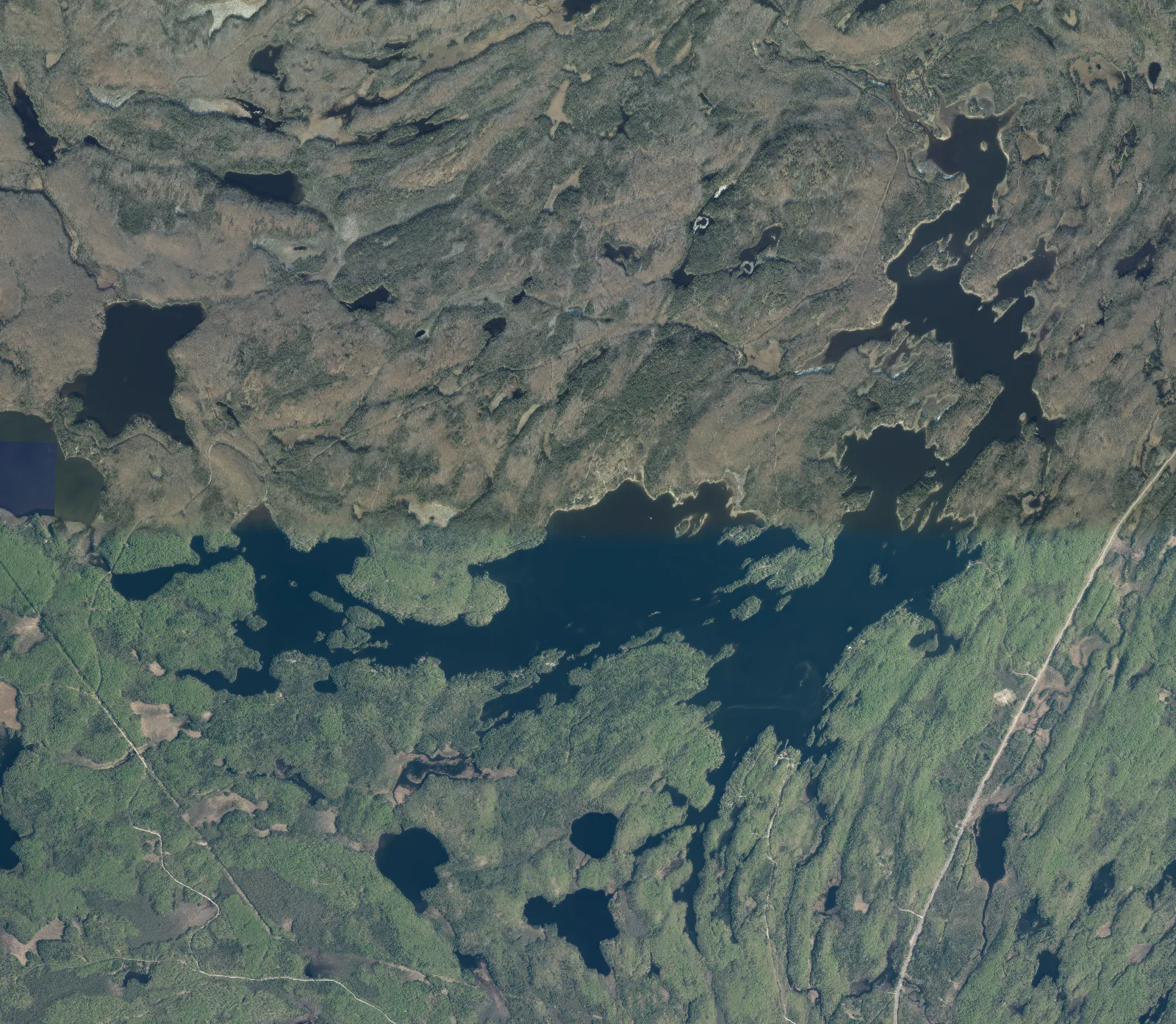 Aerial photograph of Eels Lake.