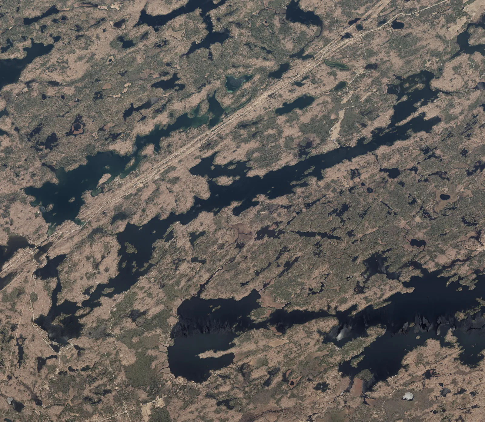 Aerial photograph of Kashwakamak Lake.