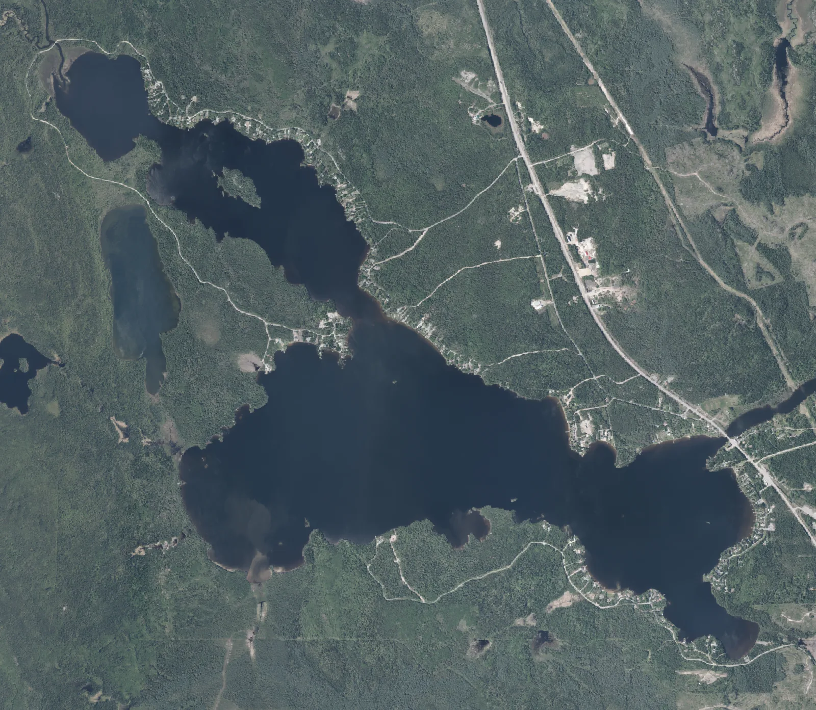 Aerial photograph of Kenogami Lake.