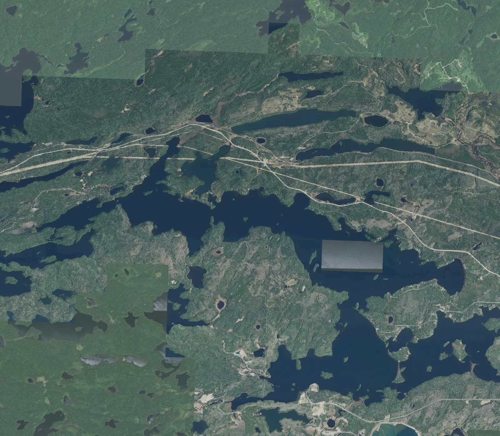 Aerial photograph of Middle Shebandowan Lake.