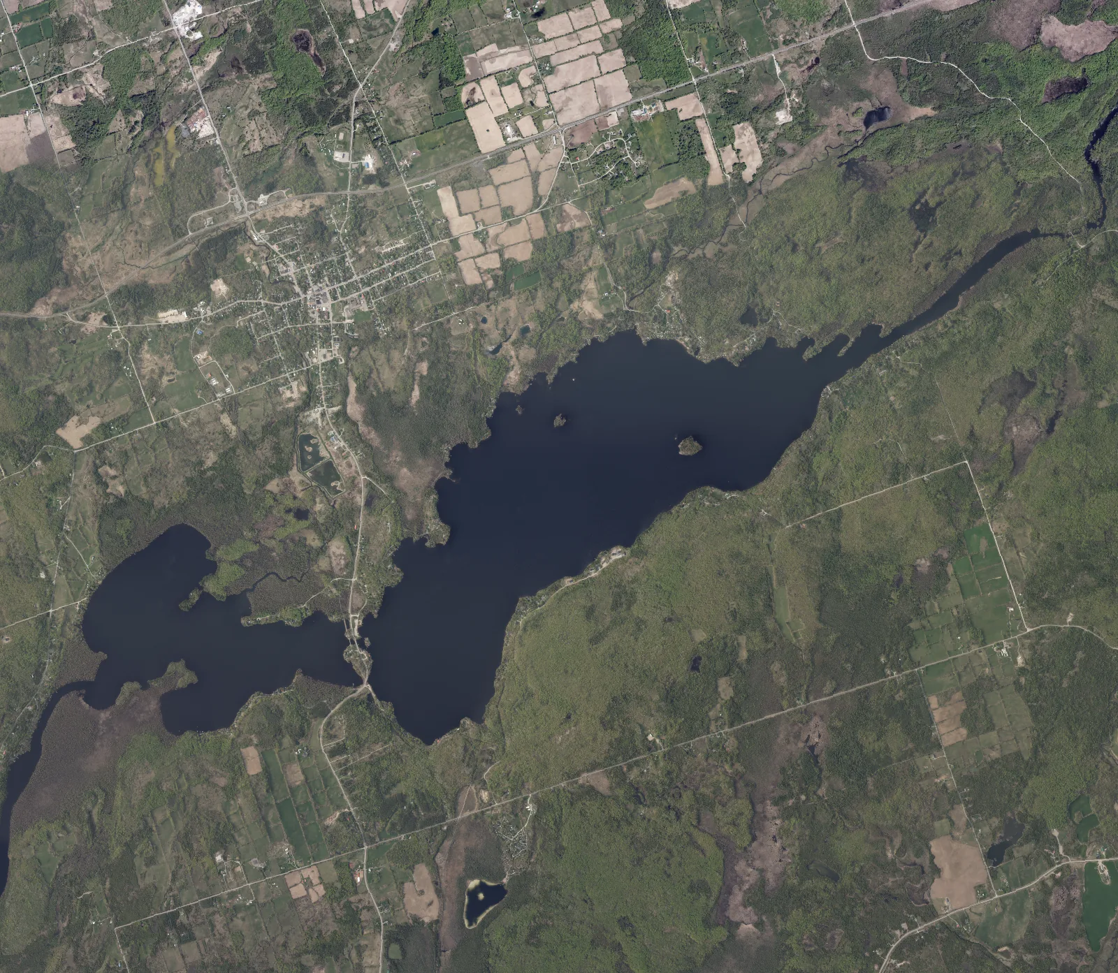 Aerial photograph of Moira Lake.