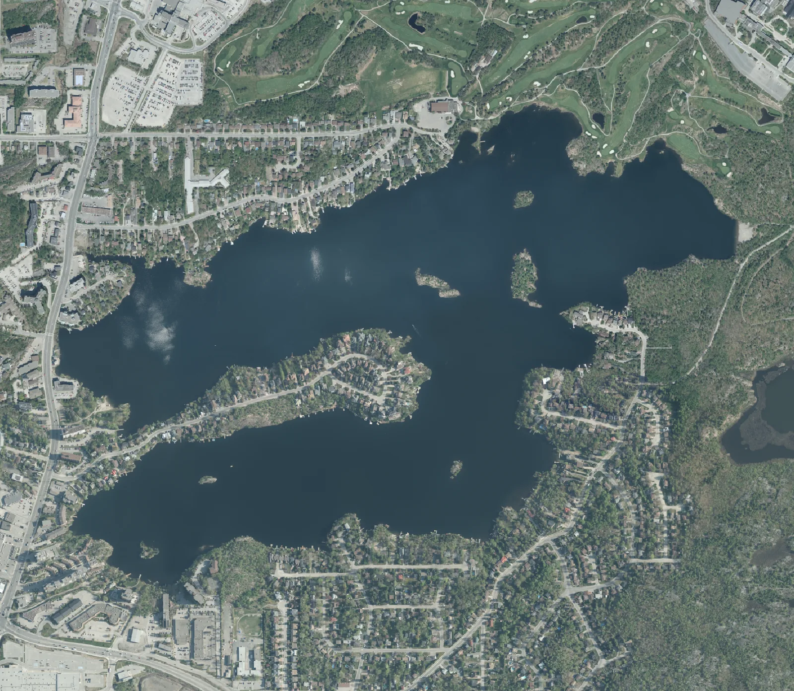 Aerial photograph of Nepahwin Lake.