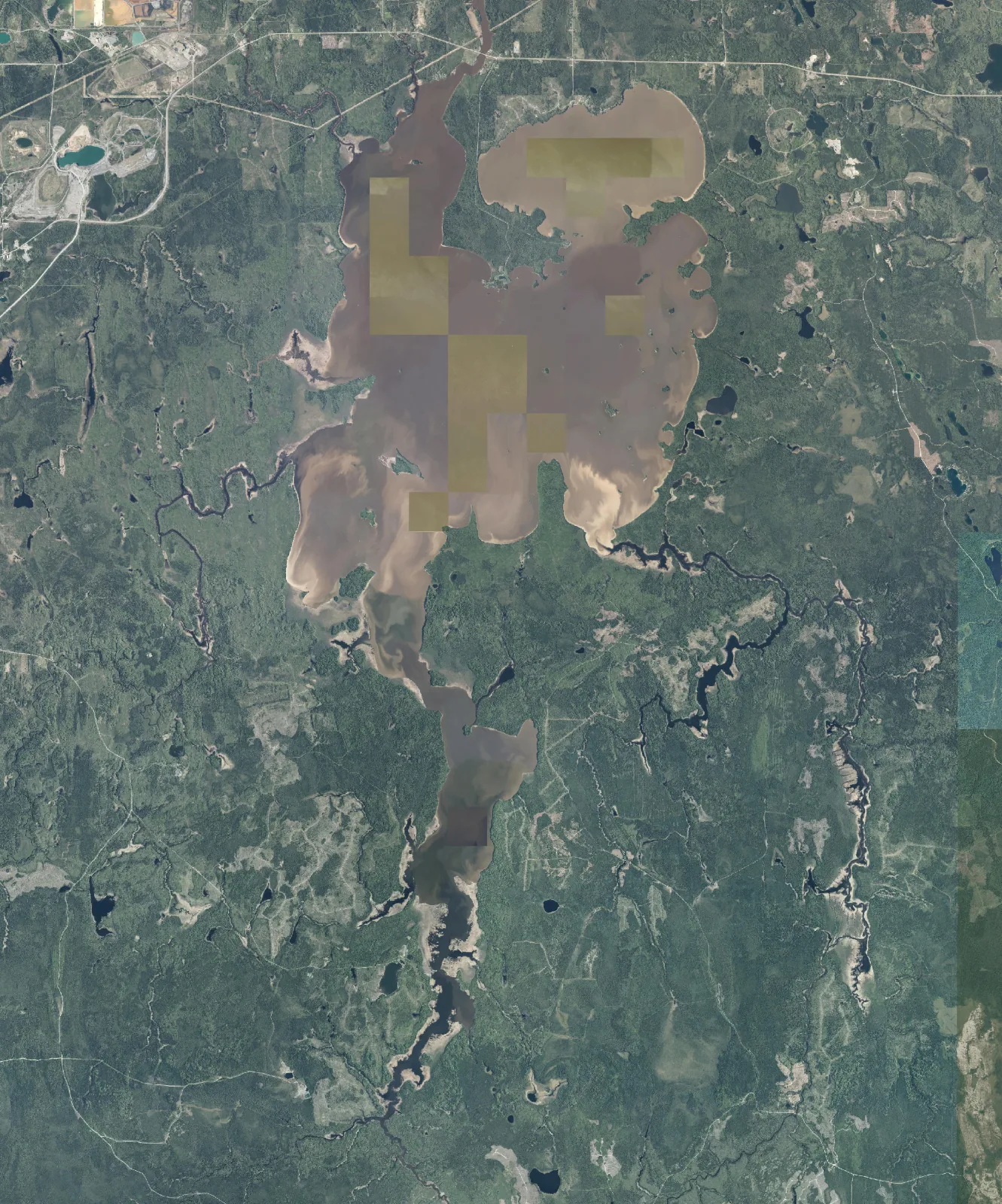 Aerial photograph of Night Hawk Lake.