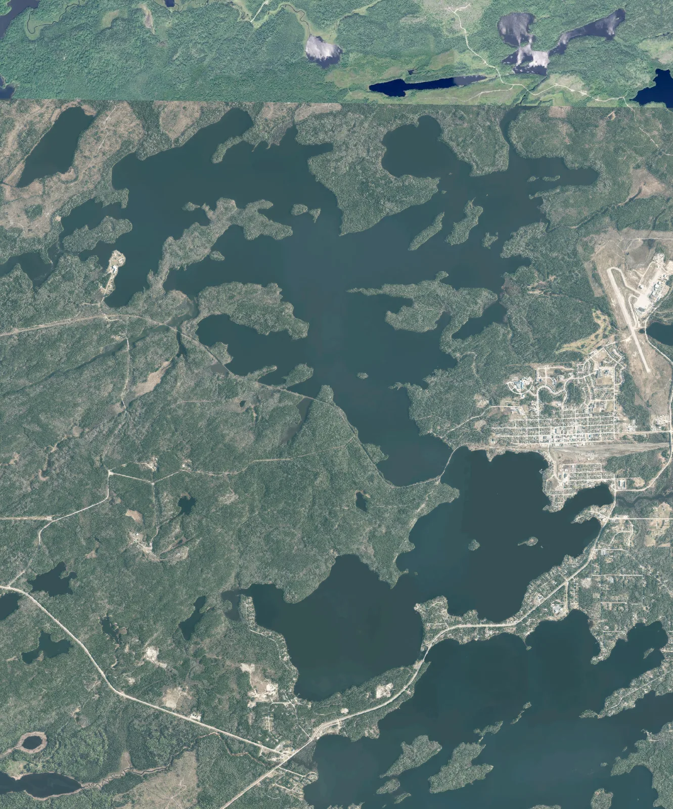 Aerial photograph of Pelican Lake.