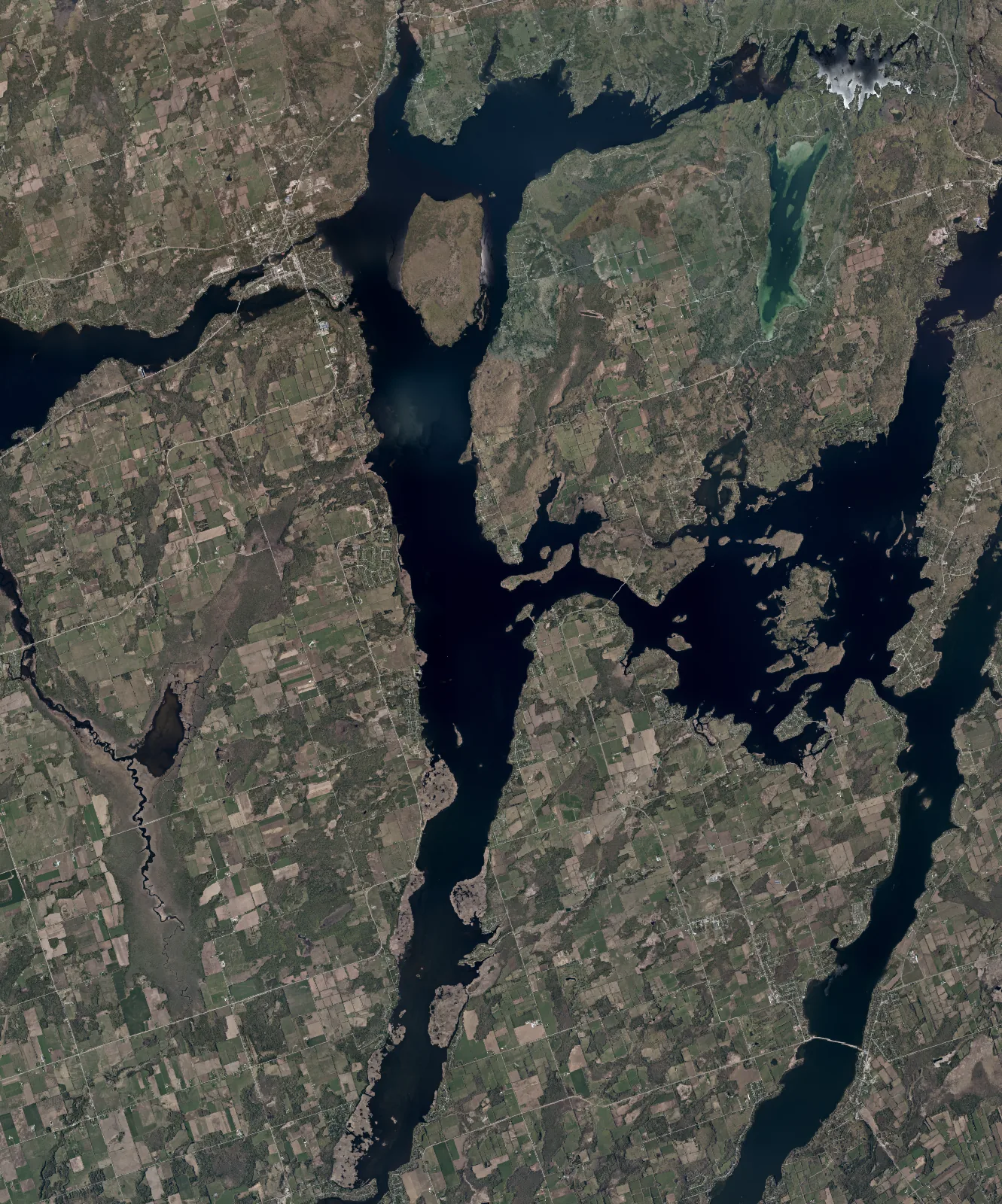 Aerial photograph of Pigeon Lake.
