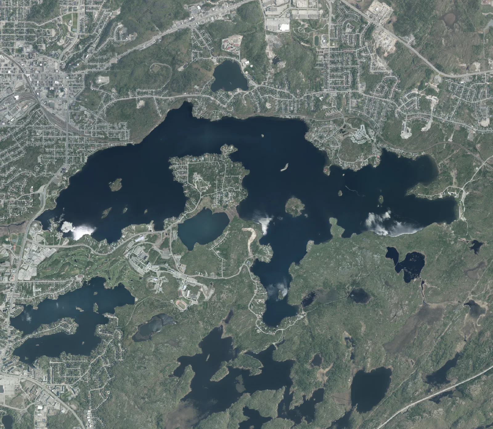 Aerial photograph of Ramsey Lake.