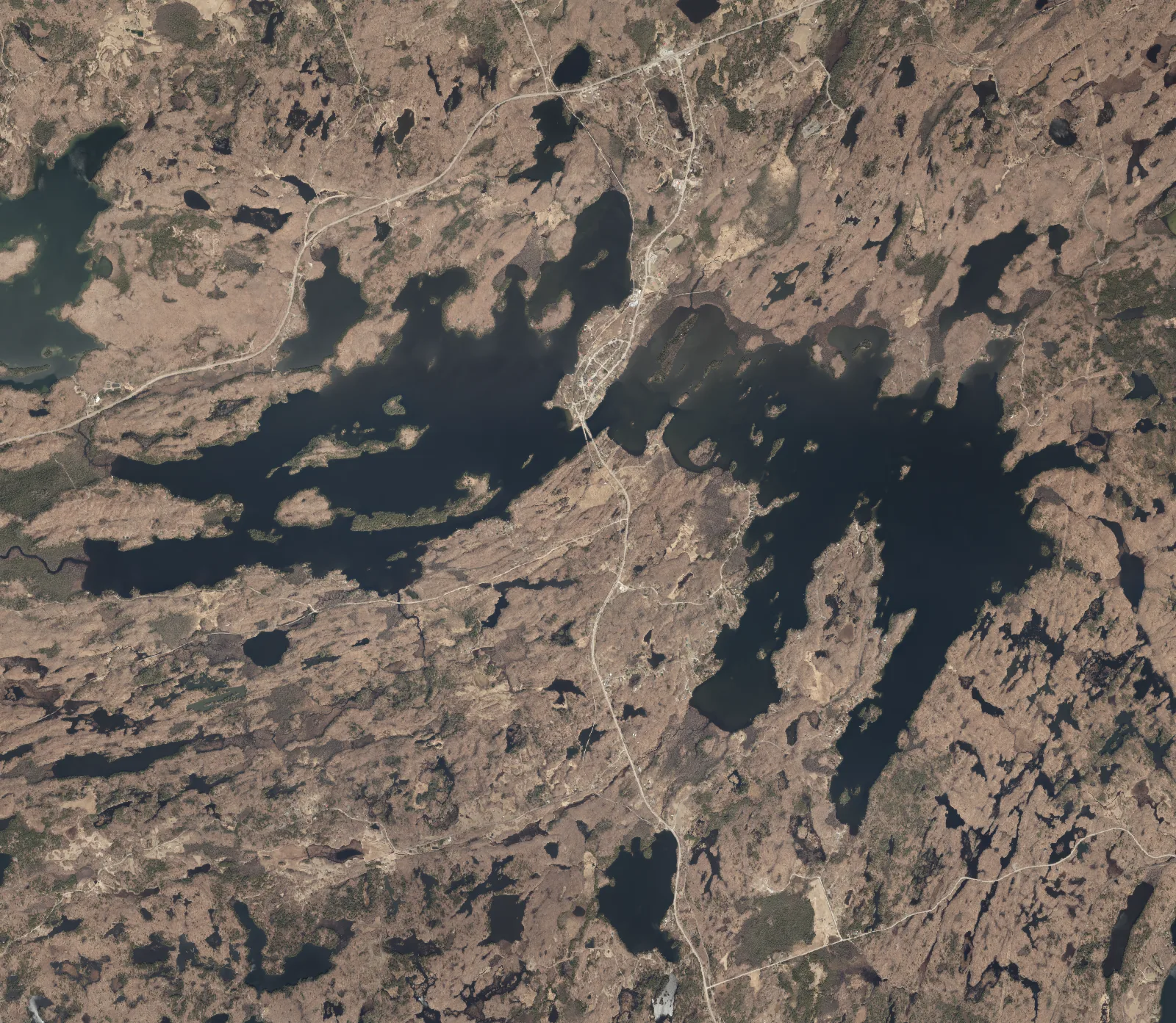 Aerial photograph of Sharbot Lake.