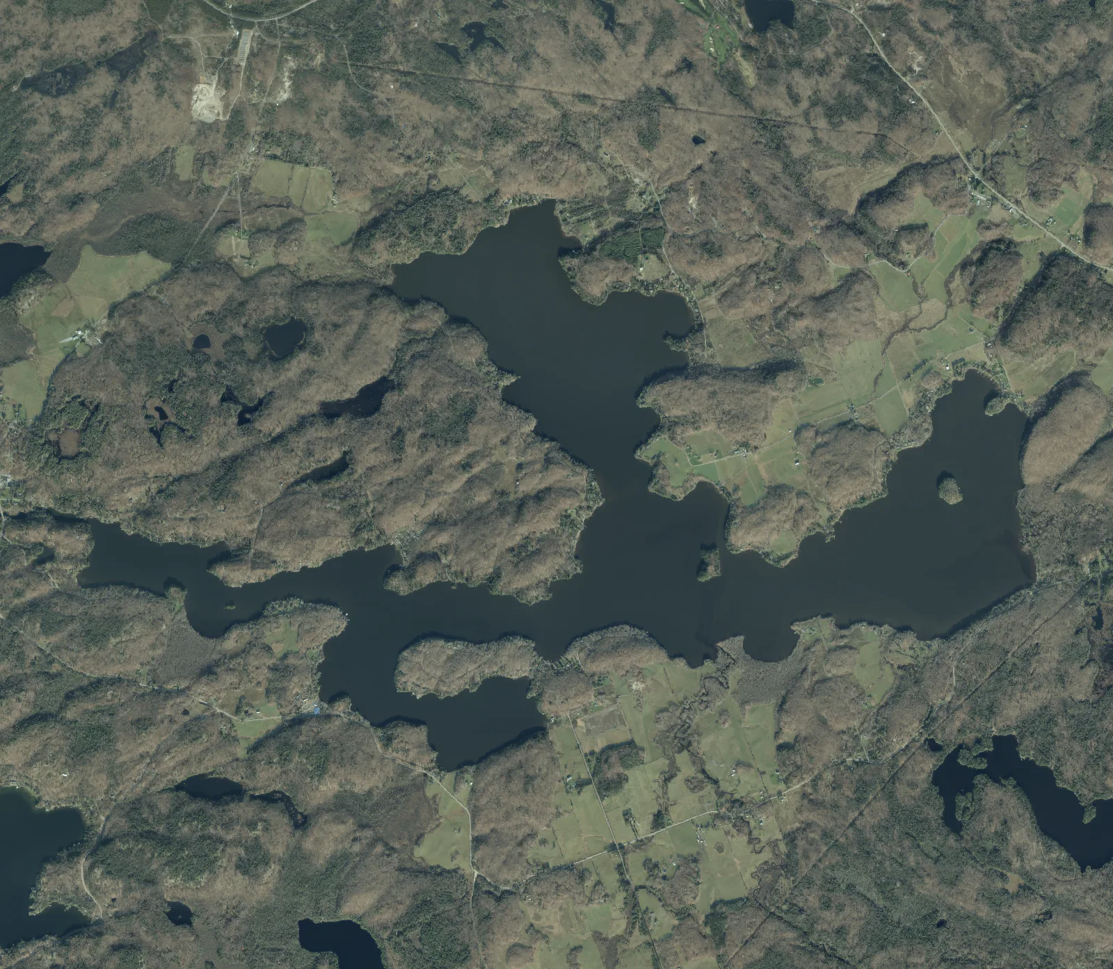 Aerial photograph of Three Mile Lake.