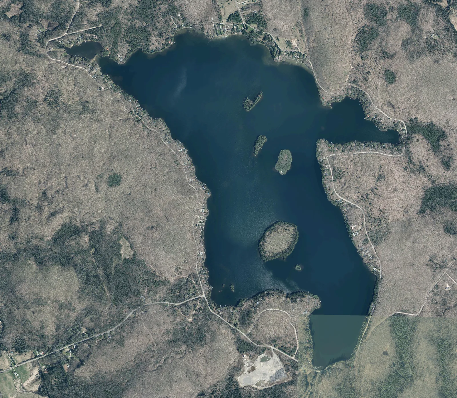 Aerial photograph of Three Mile Lake.