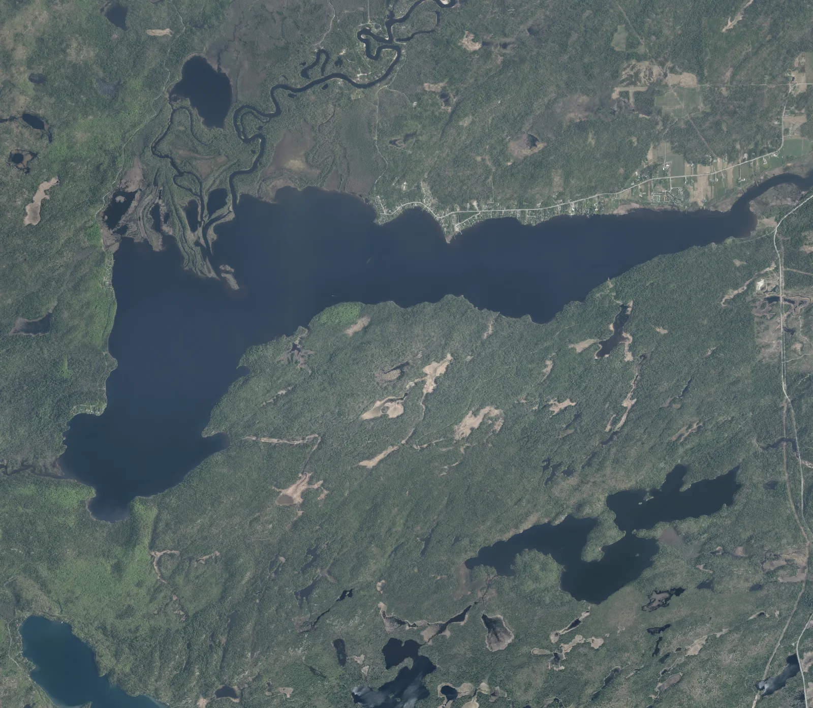 Aerial photograph of Vermilion Lake.