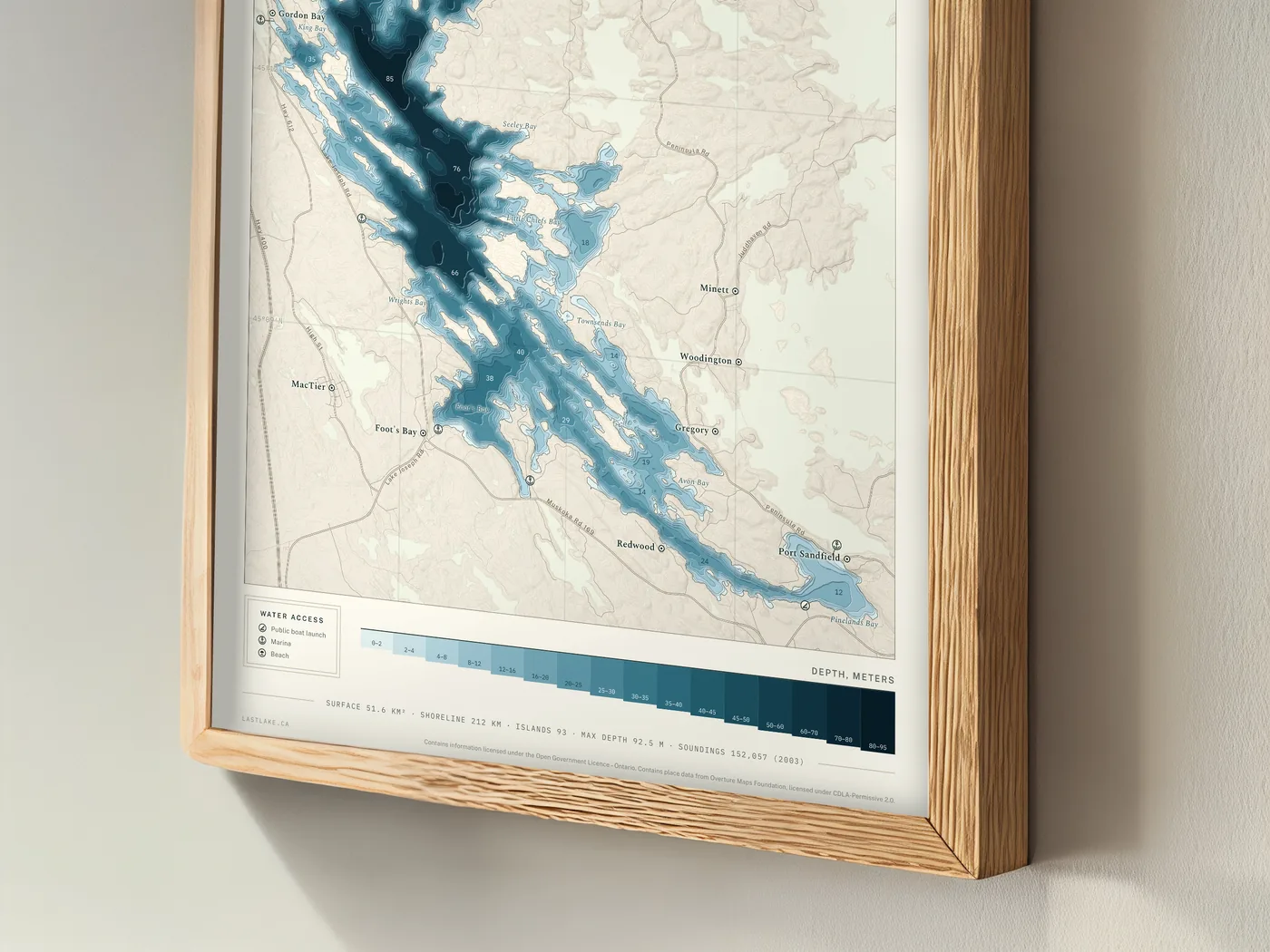 Lake Joseph in the birchbark colourway, framed