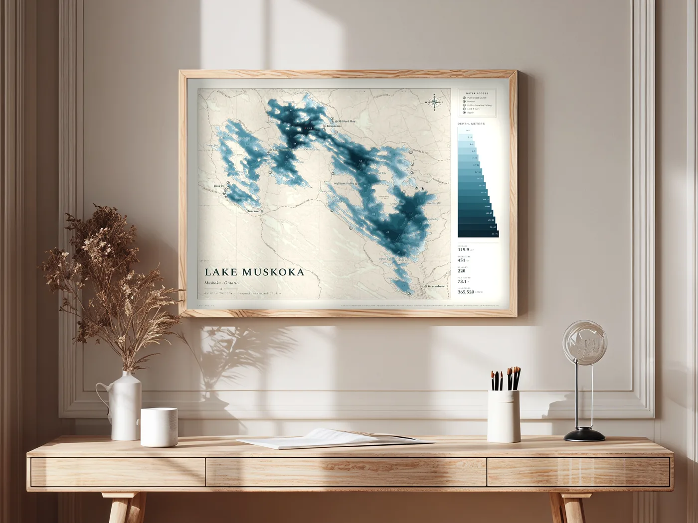 Lake Muskoka in the birchbark colourway, framed