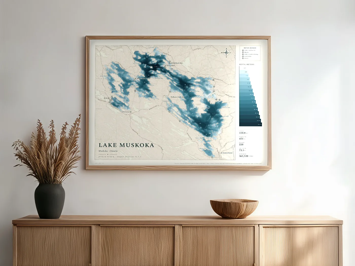Lake Muskoka in the birchbark colourway, framed