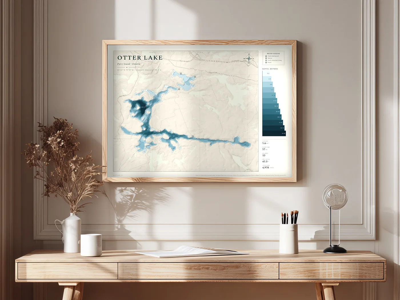 Otter Lake in the birchbark colourway, framed