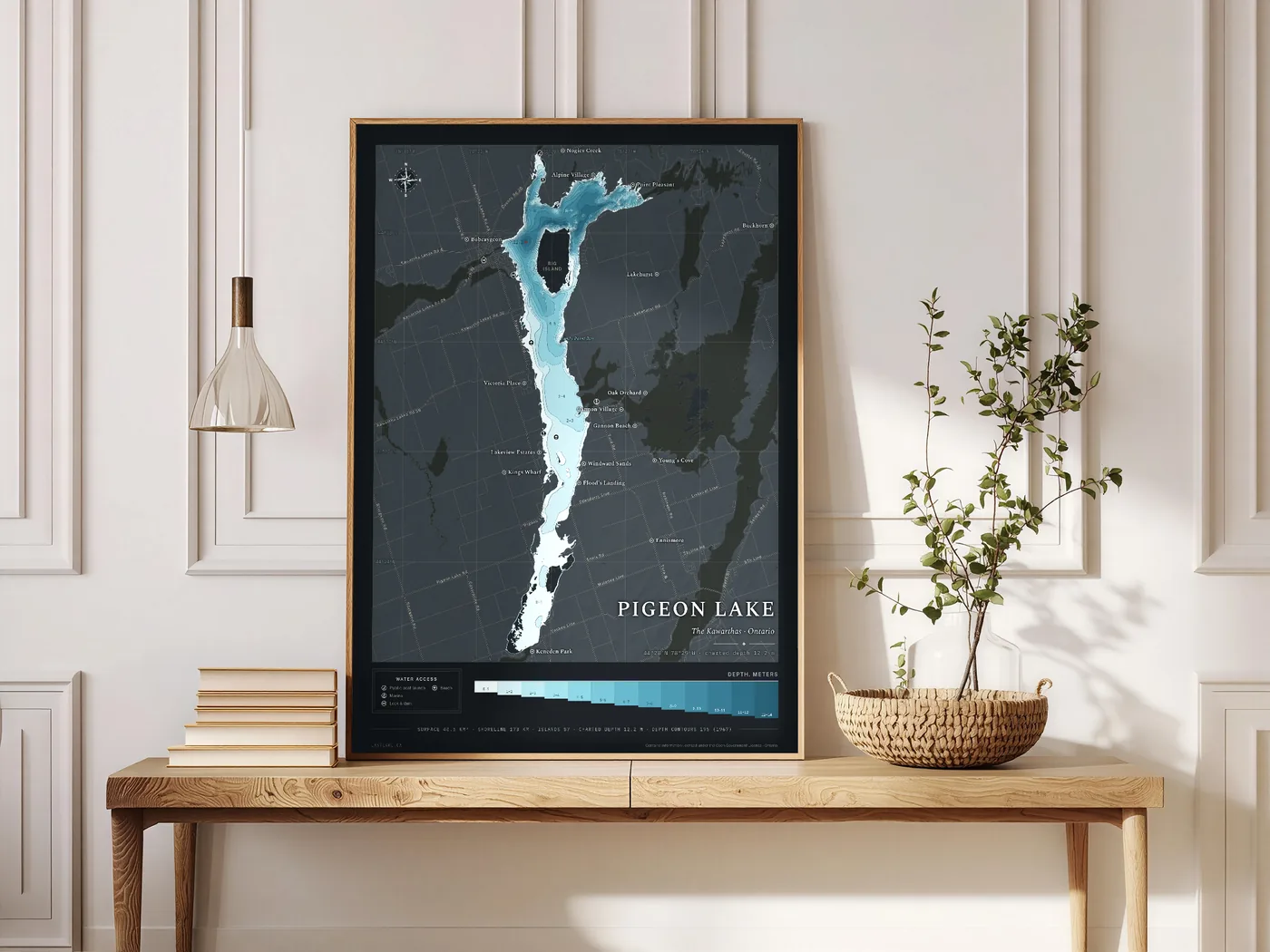 Pigeon Lake in the midnight colourway, framed