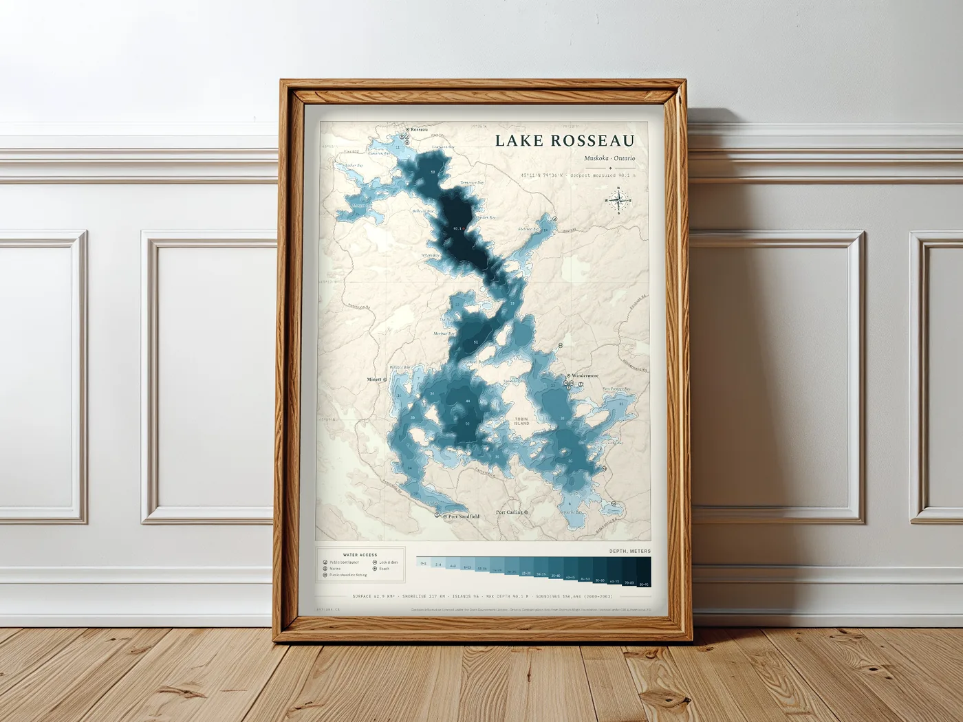 Lake Rosseau in the birchbark colourway, framed