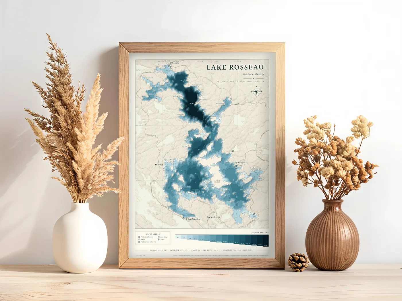 Lake Rosseau in the birchbark colourway, framed