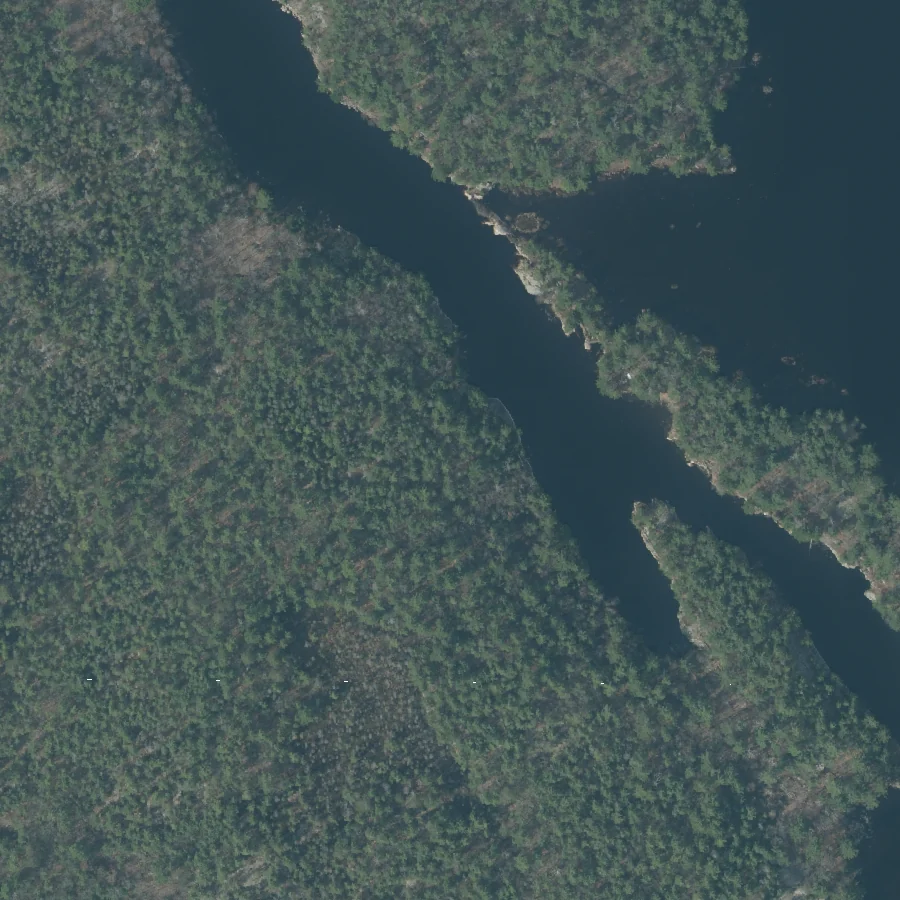 The same Georgian Bay shoreline photographed by the province again in 2020, for comparison against the 2016 flight.